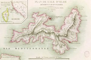Elba szigetének térképe, vésette Jean-Baptiste Tardieu (1768-1837) 1814